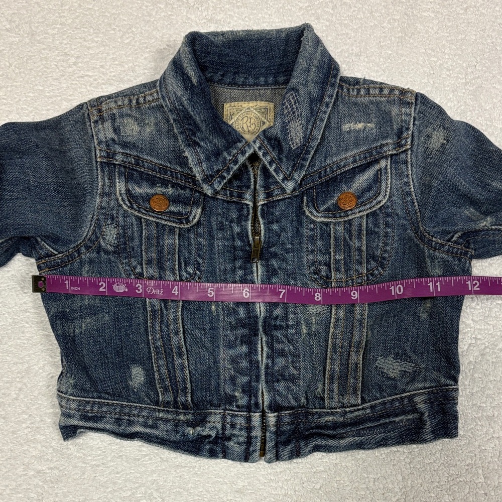 Ralph Lauren Kids vintage Blue Jean zip distressed Denim Jacket 18m - Picture 5 of 8
